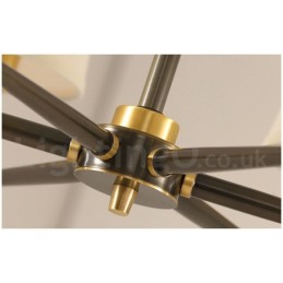 Lustre suspendu luxueux en laiton pur, style rustique rétro vintage, avec abat-jour en tissu