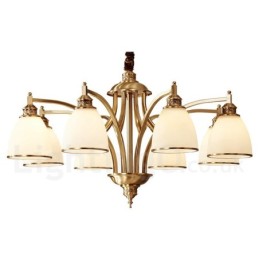 Lustre suspendu luxueux en laiton pur, style rustique rétro vintage, avec abat-jour en verre