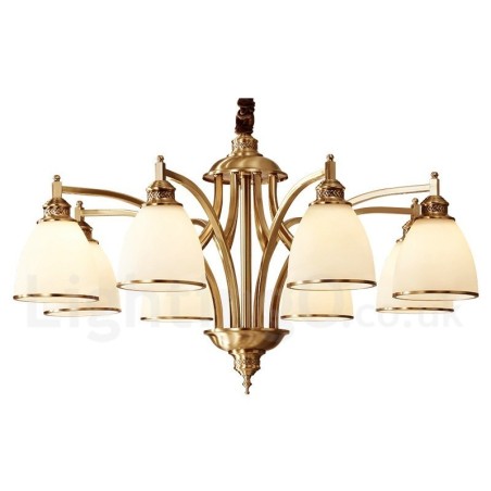 Lustre suspendu luxueux en laiton pur, style rustique rétro vintage, avec abat-jour en verre Lustre suspendu luxueux en laiton pur, style rustique rétro vintage, avec abat-jour en verre