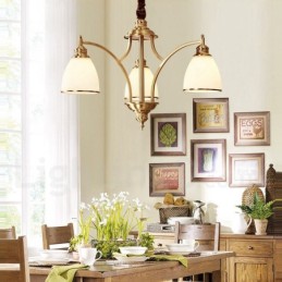 Lustre suspendu luxueux en laiton pur, style rustique rétro vintage, avec abat-jour en verre