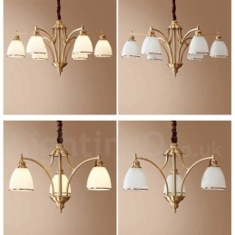 Lustre suspendu luxueux en laiton pur, style rustique rétro vintage, avec abat-jour en verre