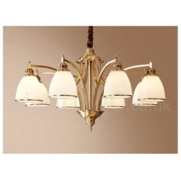 Lustre suspendu luxueux en laiton pur, style rustique rétro vintage, avec abat-jour en verre