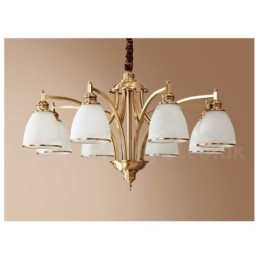 Lustre suspendu luxueux en laiton pur, style rustique rétro vintage, avec abat-jour en verre