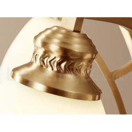 Lustre suspendu luxueux en laiton pur, style rustique rétro vintage, avec abat-jour en verre
