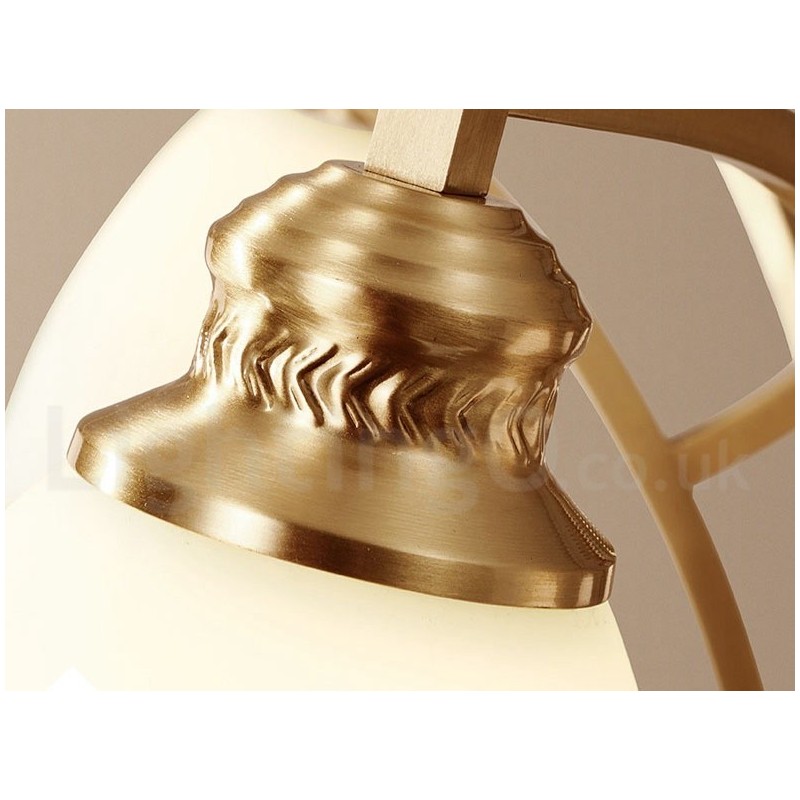 Lustre suspendu luxueux en laiton pur, style rustique rétro vintage, avec abat-jour en verre