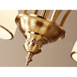 Lustre suspendu luxueux en laiton pur, style rustique rétro vintage, avec abat-jour en verre