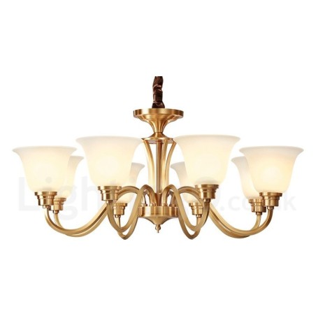 Lustre suspendu luxueux en laiton massif, style rustique rétro vintage, avec abat-jour en verre Lustre suspendu luxueux en laiton massif, style rustique rétro vintage, avec abat-jour en verre