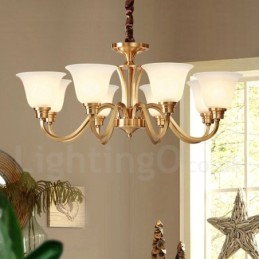 Lustre suspendu luxueux en laiton massif, style rustique rétro vintage, avec abat-jour en verre
