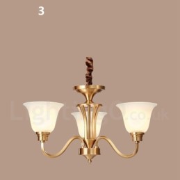Lustre suspendu luxueux en laiton massif, style rustique rétro vintage, avec abat-jour en verre