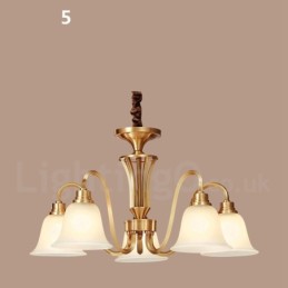 Lustre suspendu luxueux en laiton massif, style rustique rétro vintage, avec abat-jour en verre