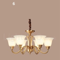Lustre suspendu luxueux en laiton massif, style rustique rétro vintage, avec abat-jour en verre