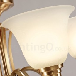 Lustre suspendu luxueux en laiton massif, style rustique rétro vintage, avec abat-jour en verre
