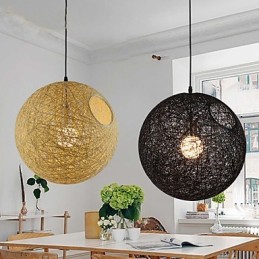 Lampe rustique simple et moderne, lampe pastorale en rotin, lustre boule de chanvre