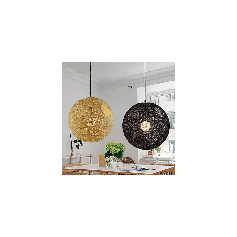 Lampe rustique simple et moderne, lampe pastorale en rotin, lustre boule de chanvre