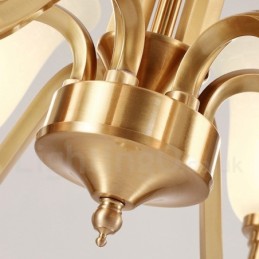 Lustre suspendu luxueux en laiton massif, style rustique rétro vintage, avec abat-jour en verre