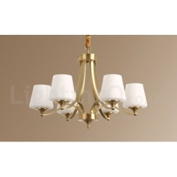 Lustre suspendu luxueux en laiton pur, style rustique rétro vintage, avec abat-jour en verre