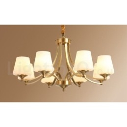 Lustre suspendu luxueux en laiton pur, style rustique rétro vintage, avec abat-jour en verre
