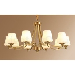 Lustre suspendu luxueux en laiton pur, style rustique rétro vintage, avec abat-jour en verre