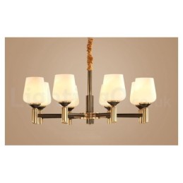Lustre suspendu luxueux en laiton pur, style rustique rétro vintage, avec abat-jour en verre