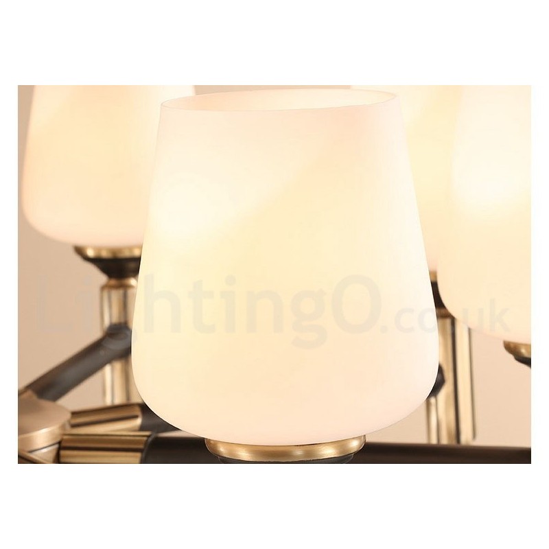 Lustre suspendu luxueux en laiton pur, style rustique rétro vintage, avec abat-jour en verre