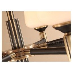 Lustre suspendu luxueux en laiton pur, style rustique rétro vintage, avec abat-jour en verre