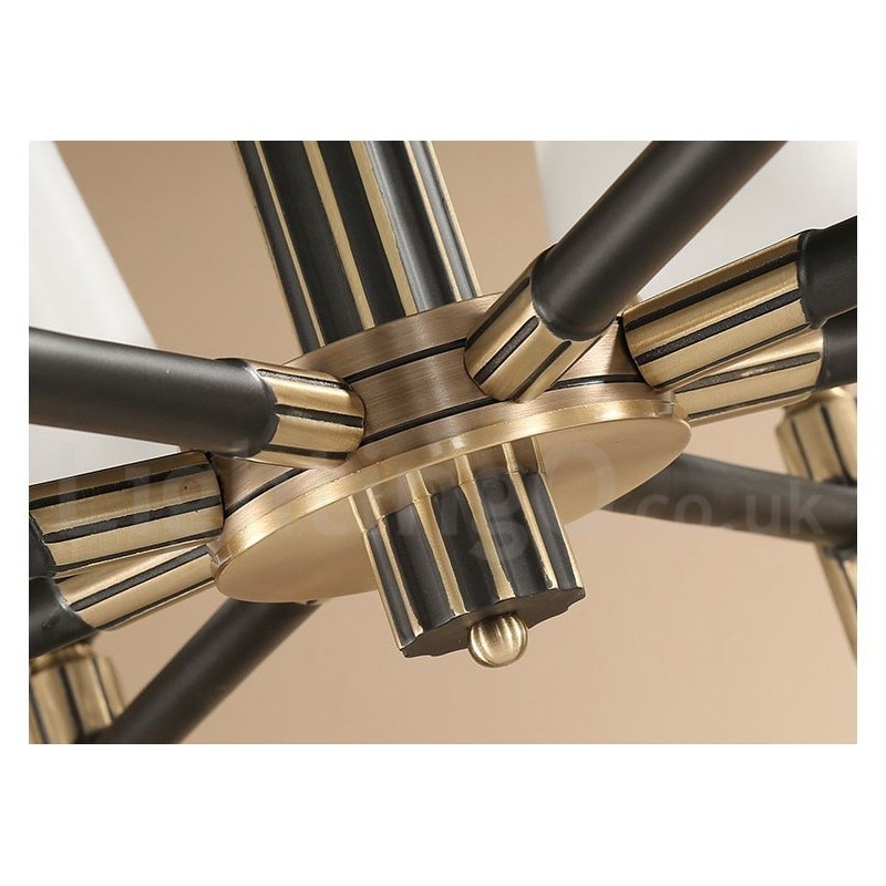 Lustre suspendu luxueux en laiton pur, style rustique rétro vintage, avec abat-jour en verre