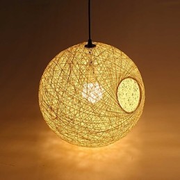 Lampe rustique simple et moderne, lampe pastorale en rotin, lustre boule de chanvre