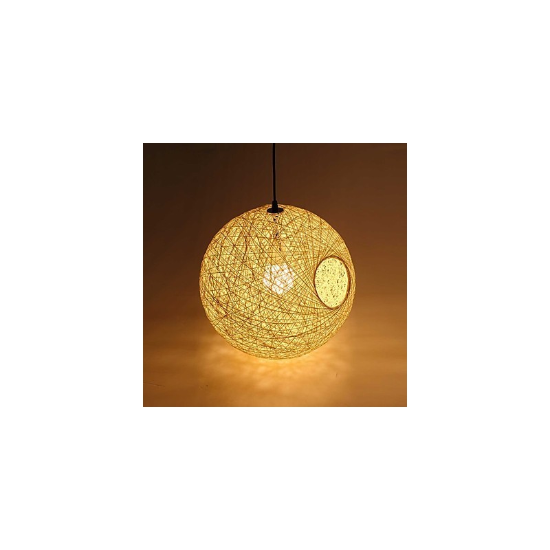 Lampe rustique simple et moderne, lampe pastorale en rotin, lustre boule de chanvre