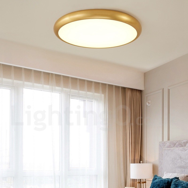 Plafonniers encastrés ultra-minces en laiton, de style nordique moderne et contemporain, à intensité variable, avec abat-jour en acrylique, peuvent également être utilisés comme applique murale.