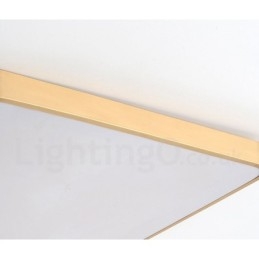 Plafonnier rectangulaire ultra fin à intensité variable, style nordique contemporain moderne, en laiton, avec abat-jour en acrylique, peut également être utilisé comme applique murale.