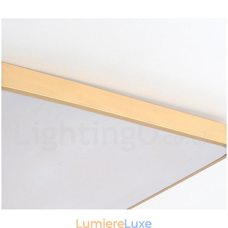 Plafonnier rectangulaire ultra fin à intensité variable, style nordique contemporain moderne, en laiton, avec abat-jour en acrylique, peut également être utilisé comme applique murale.
