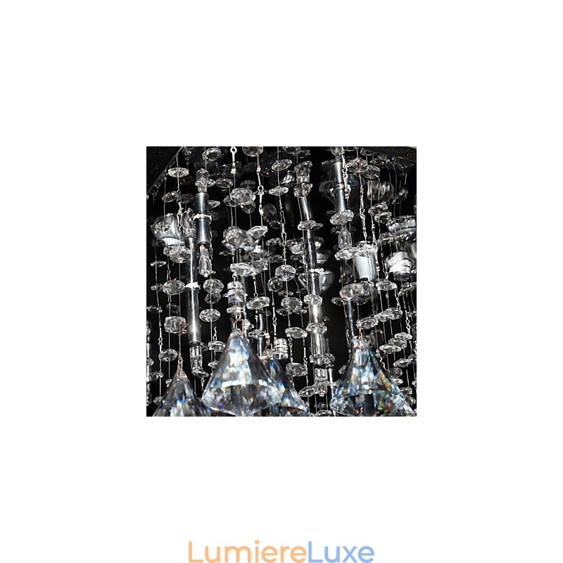 Lustre traditionnel classique en cristal et métal chromé