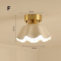 Plafonniers encastrés de style nordique rustique en laiton pur avec abat-jour en verre