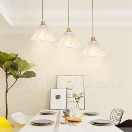 Suspension rustique en laiton pur de style nordique avec abat-jour en verre