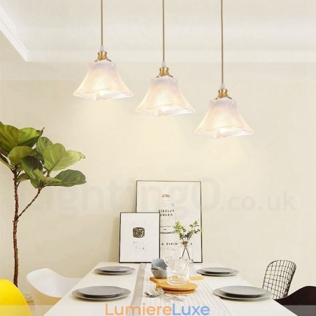 Suspension rustique en laiton pur de style nordique avec abat-jour en verre Suspension rustique en laiton pur de style nordique avec abat-jour en verre