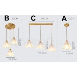 Suspension rustique en laiton pur de style nordique avec abat-jour en verre