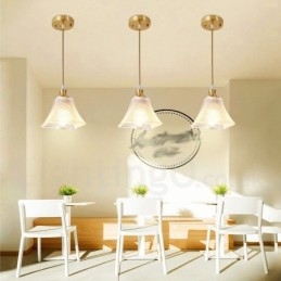 Suspension rustique en laiton pur de style nordique avec abat-jour en verre