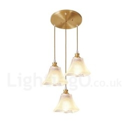 Suspension rustique en laiton pur de style nordique avec abat-jour en verre