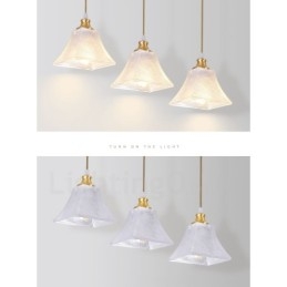Suspension rustique en laiton pur de style nordique avec abat-jour en verre