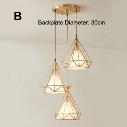 Suspension rustique en laiton pur de style nordique avec abat-jour en tissu