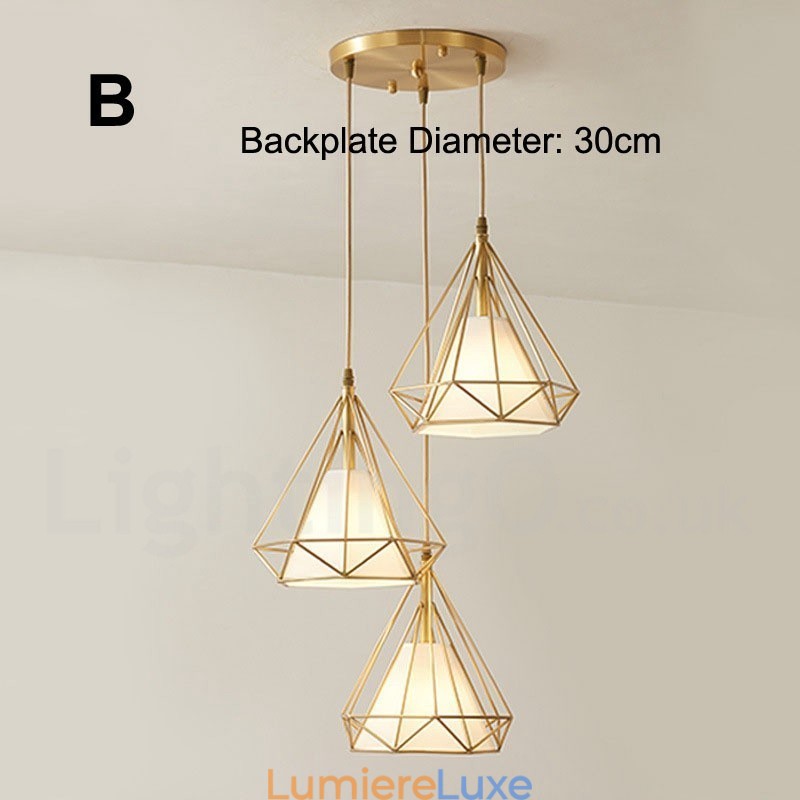 Suspension rustique en laiton pur de style nordique avec abat-jour en tissu
