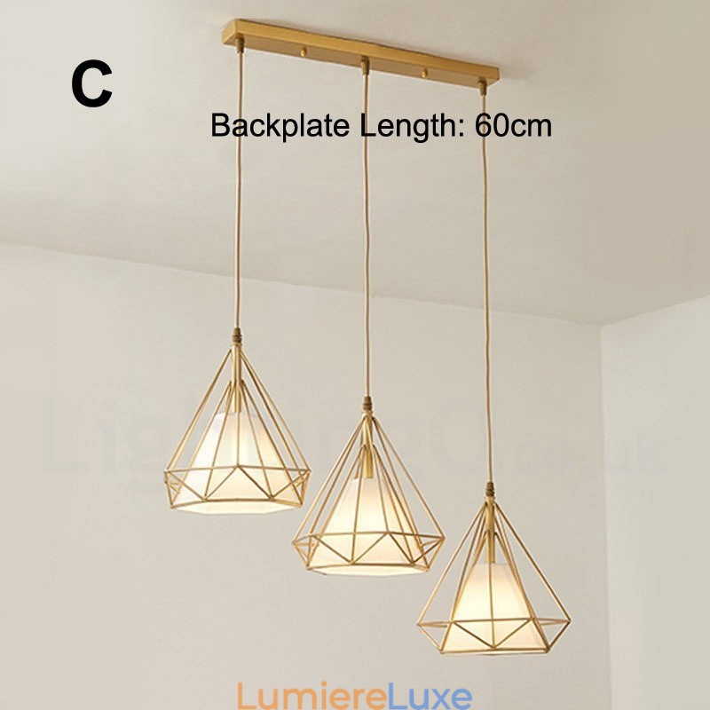Suspension rustique en laiton pur de style nordique avec abat-jour en tissu