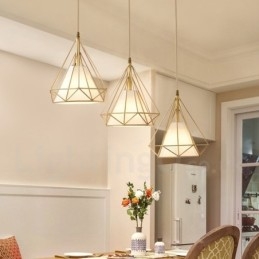 Suspension rustique en laiton pur de style nordique avec abat-jour en tissu