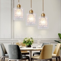 Suspension rustique en laiton pur de style nordique avec abat-jour en verre
