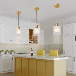 Suspension rustique en laiton pur de style nordique avec abat-jour en verre