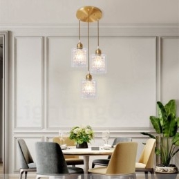 Suspension rustique en laiton pur de style nordique avec abat-jour en verre