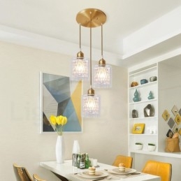 Suspension rustique en laiton pur de style nordique avec abat-jour en verre