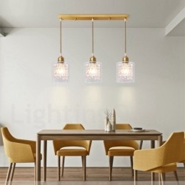 Suspension rustique en laiton pur de style nordique avec abat-jour en verre
