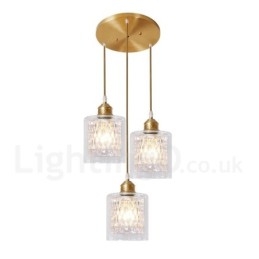Suspension rustique en laiton pur de style nordique avec abat-jour en verre