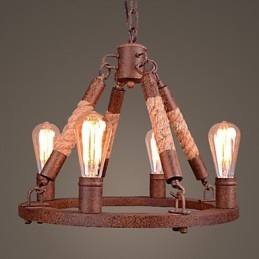 Suspension vintage en corde style loft, lampe industrielle créative, décoration de style américain